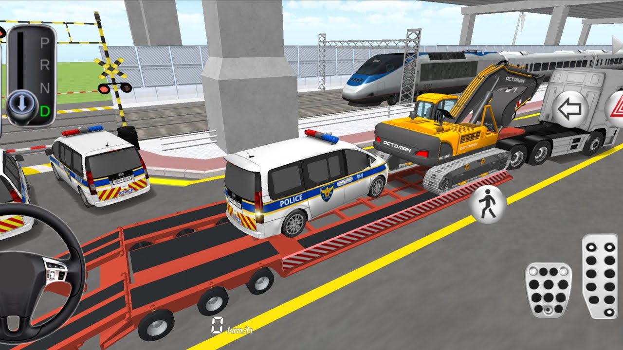Heavy Excavator & All Police Ven Transport by Trailer Truck - 3D Driving Class 2026 Gameplay