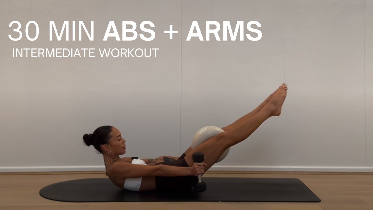30 MINUTE ARMS AND ABS PILATES WORKOUT | Weights and Pilates Ball | At Home Pilates Workout