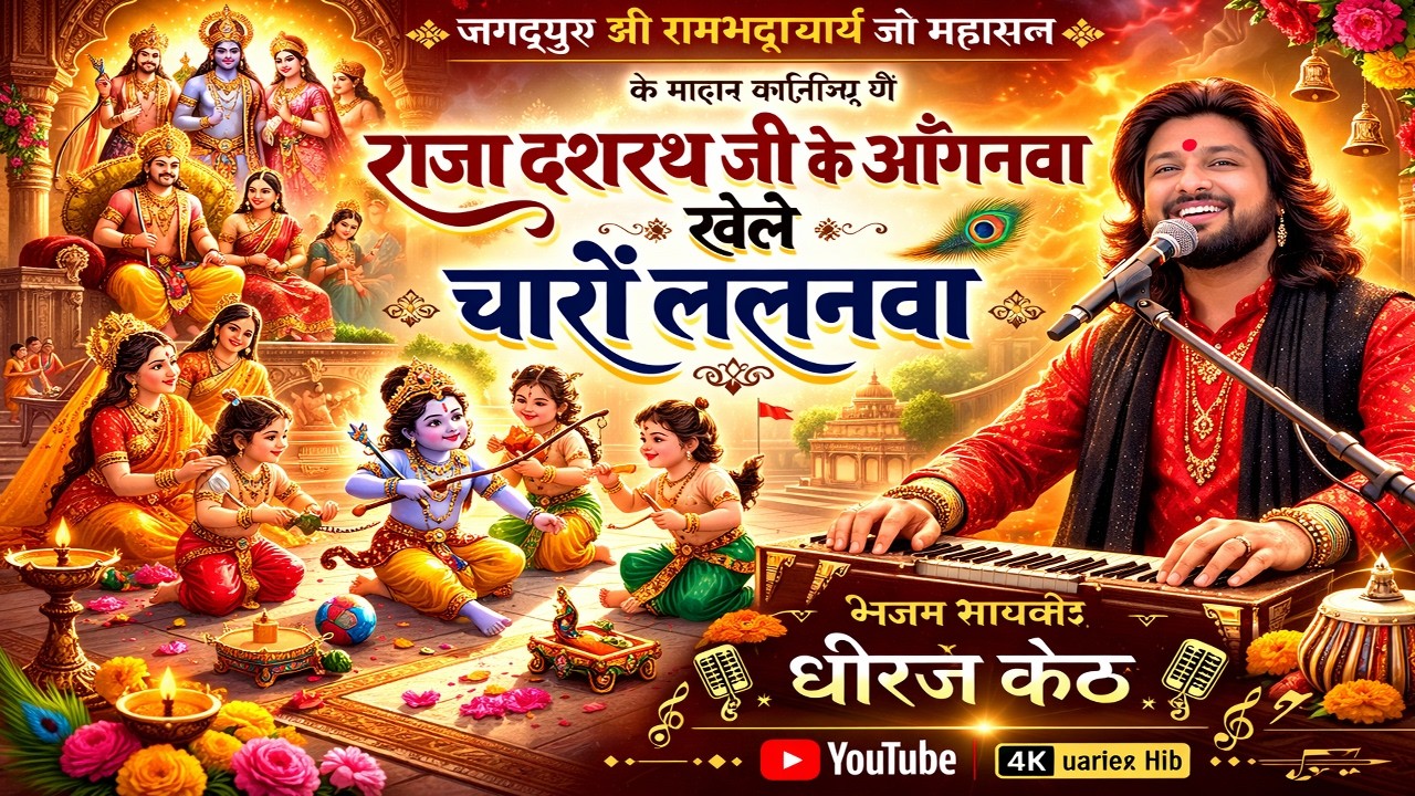 राजा दशरथ जी की आंगनवा खेले चारों ललनवा भजन जगद्गुरु श्री रामभद्राचार्य जी महाराज    singer dhiraj k