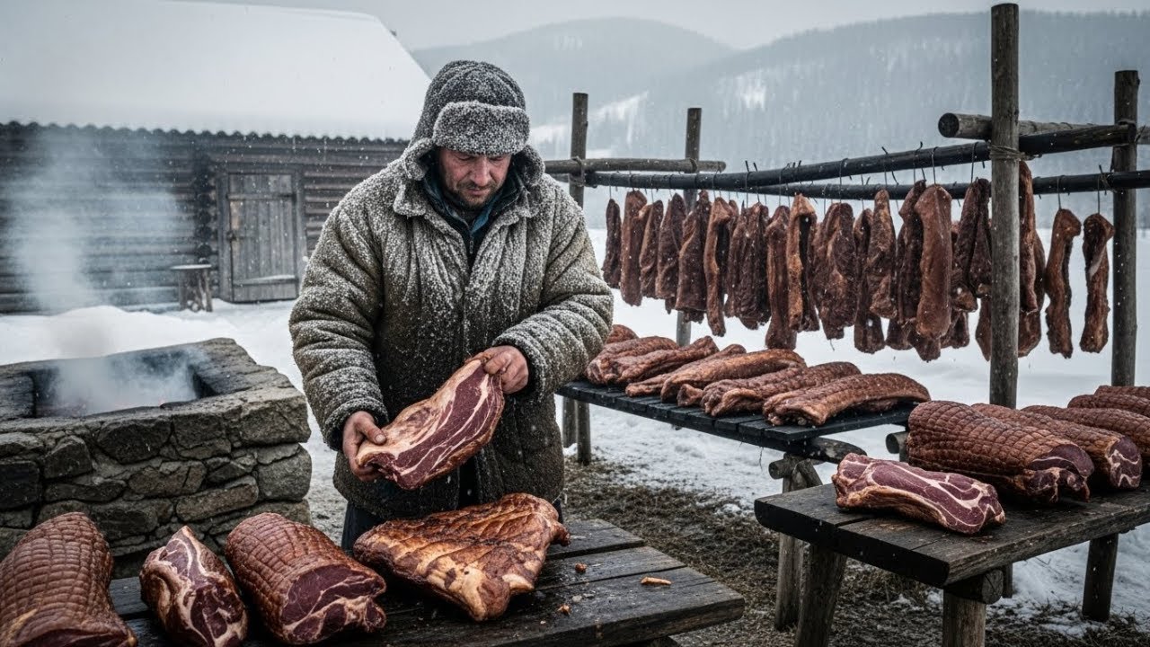 Preserving 950kg of smoked meat to feed the family through deep winter