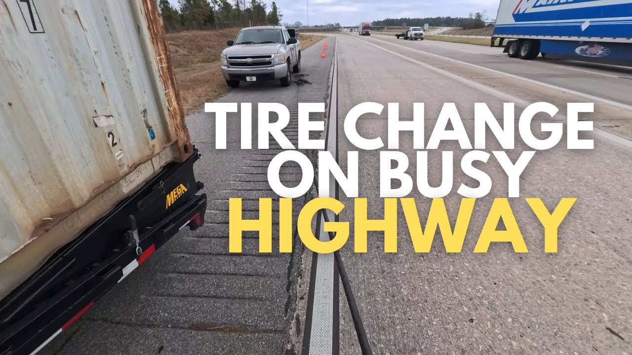 Trailer Tire Change On Busy Highway!