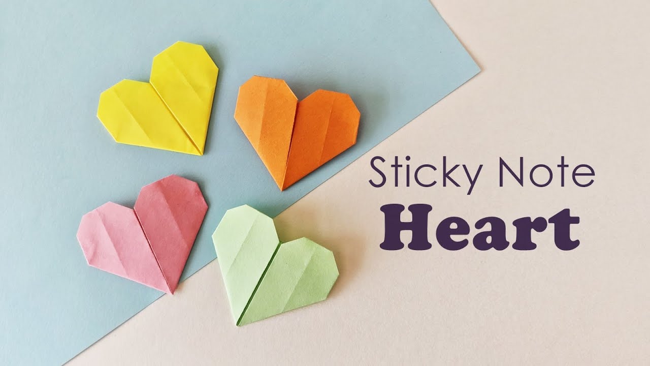 Easy Sticky Note Heart | Origami Post-it Note Hearts | Sticky Note Origami Heart