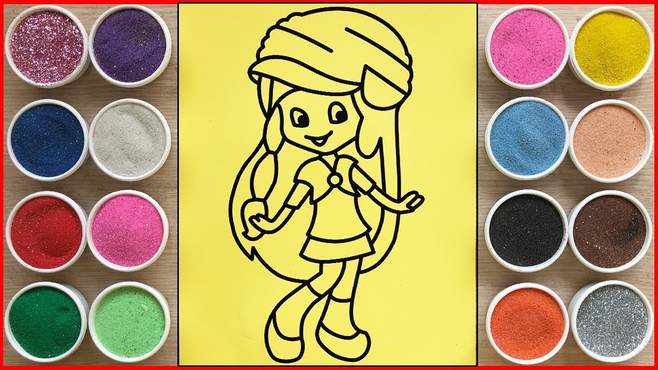 TÔ MÀU TRANH CÁT CÔNG CHÚA TÓC DÀI BÚP BÊ - Colored sand painting toys (Chim Xinh)