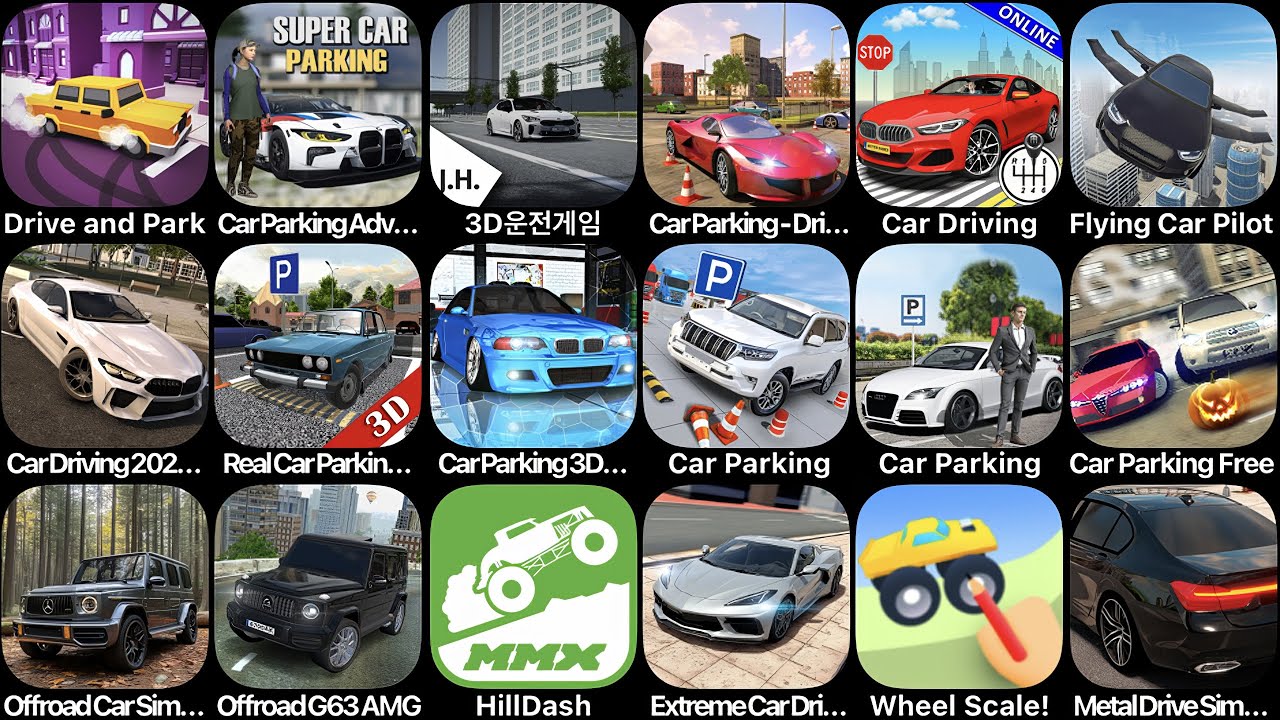 Car Parking Multiplayer,Hill DAsh,Wheel Scale,Car Parking,Flying Car Pilot,Drive and Park,3D Driving