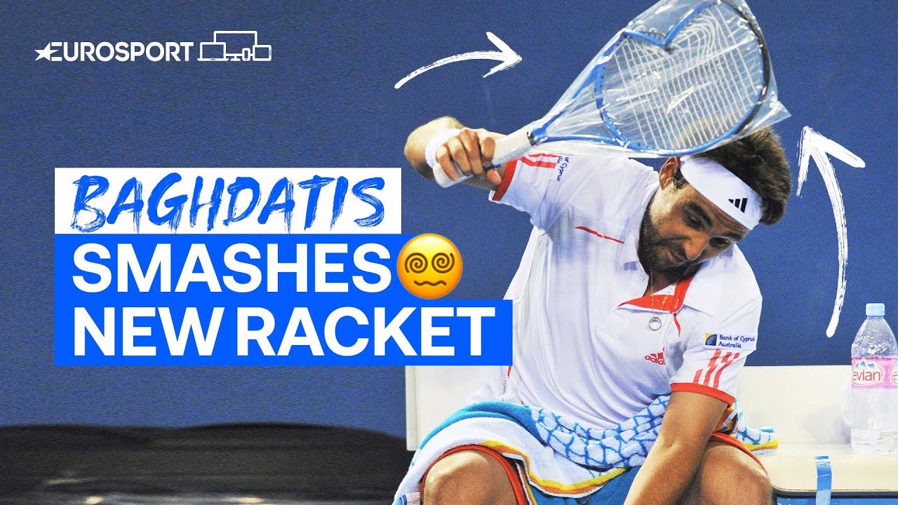 Marcos Baghdatis goes crazy on his rackets! | Eurosport Tennis