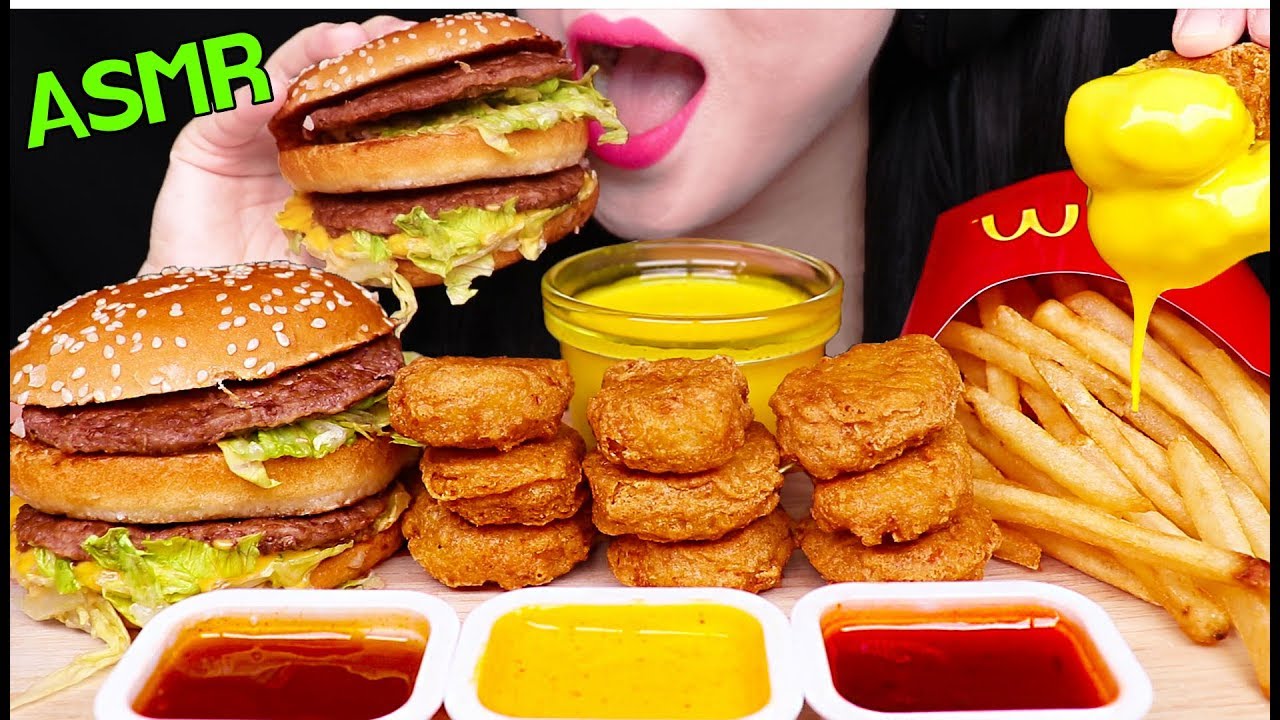 ASMR McDonalds BIG MAC, CHICKEN NUGGETS, FRIES, CHEESE SAUCE 맥도날드 빅맥, 치킨너겟, 치즈소스 먹방 EATING SOUNDS