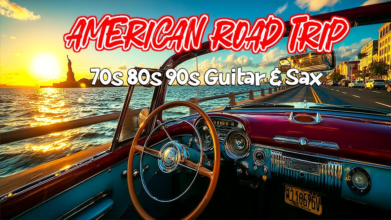 Relaxing American Highway Drive 🌄 Soft Guitar & Saxophone Road Trip Music for a Calm Mind