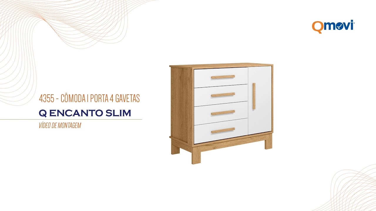 Qmovi | 4355 - Cômoda Sapateira 1 Porta e 4 Gavetas Q Encanto Slim | Montagem de Produto