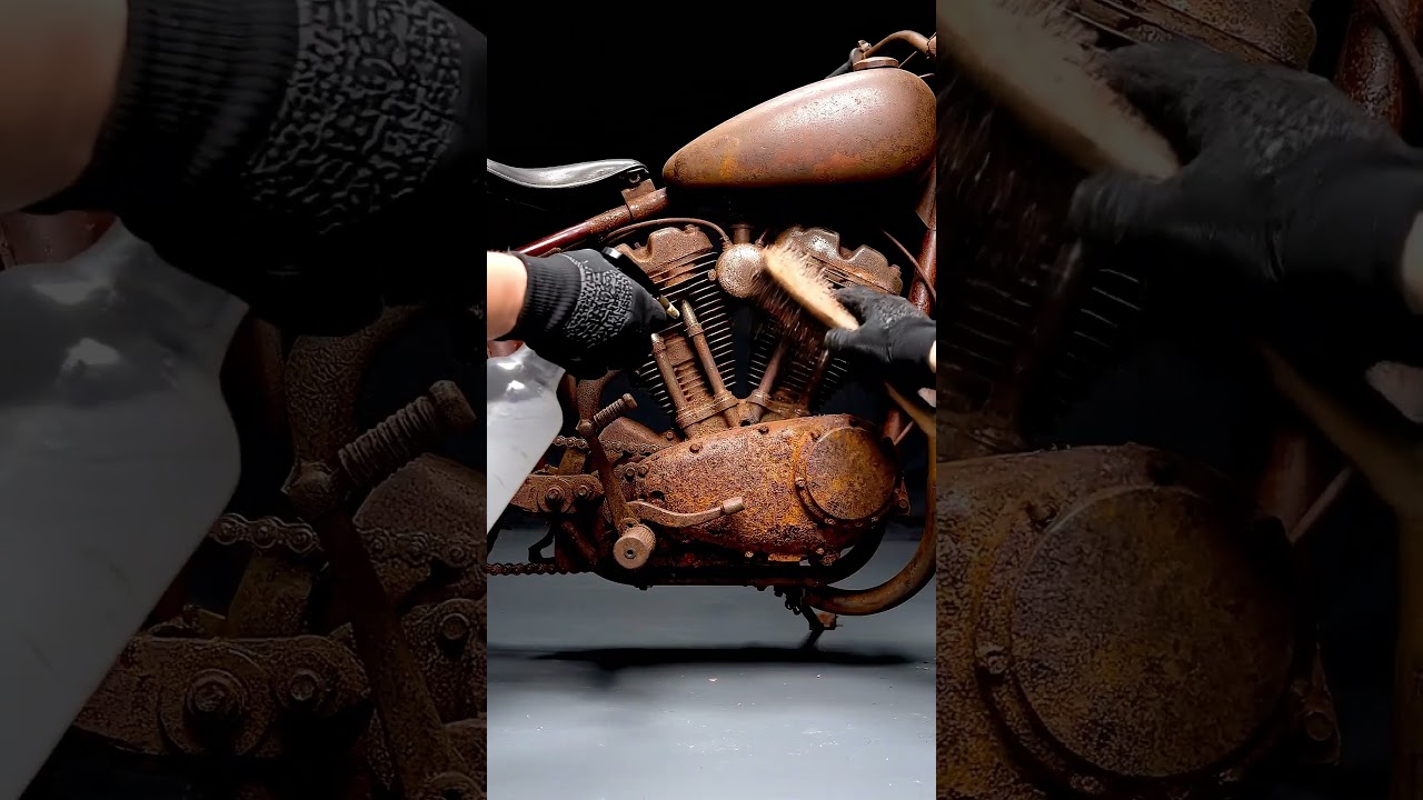 Rusted to Restored 🔥 1940s Indian Scout Motorcycle #Shorts