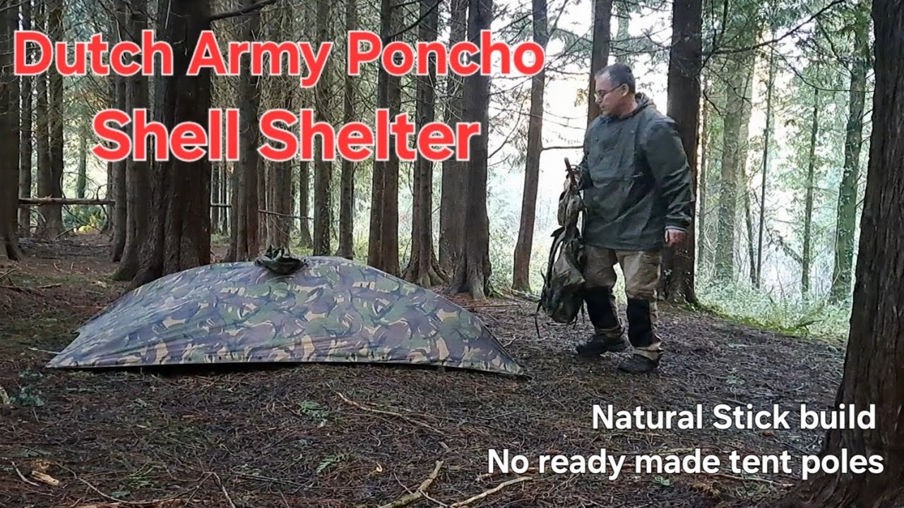 Dutch army poncho Shell shelter build.Testing the theory and possibly for wildcamping.