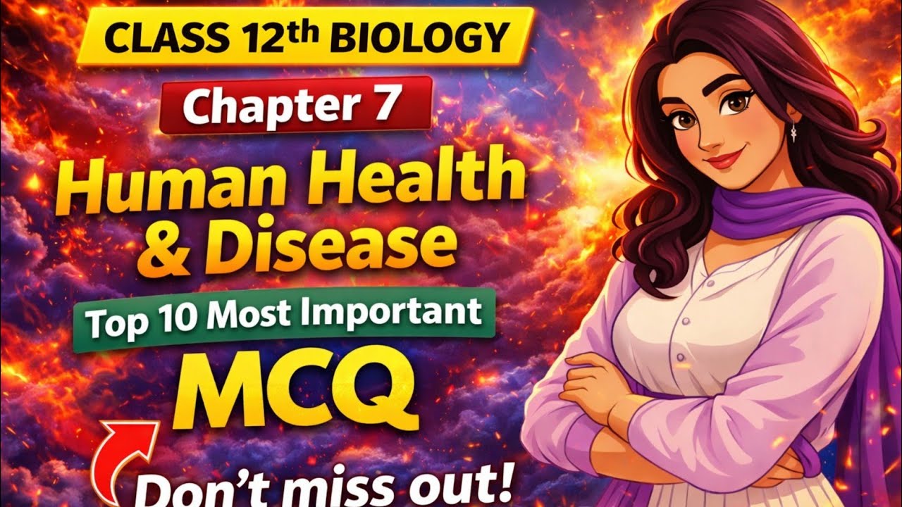 Class 12 Biology Chapter 7 | Human Health & Disease | Top 10 Most Important MCQs 💯