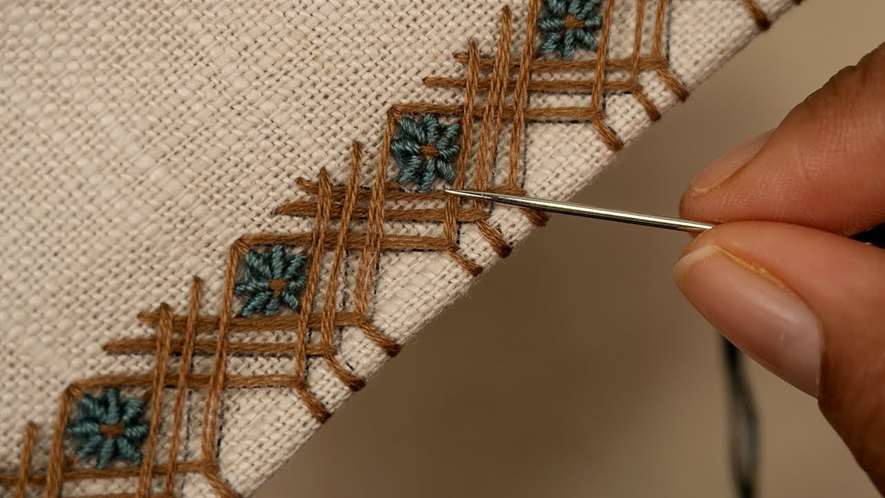 Easy Hand Embroidery Border | Minimal Beginner Design