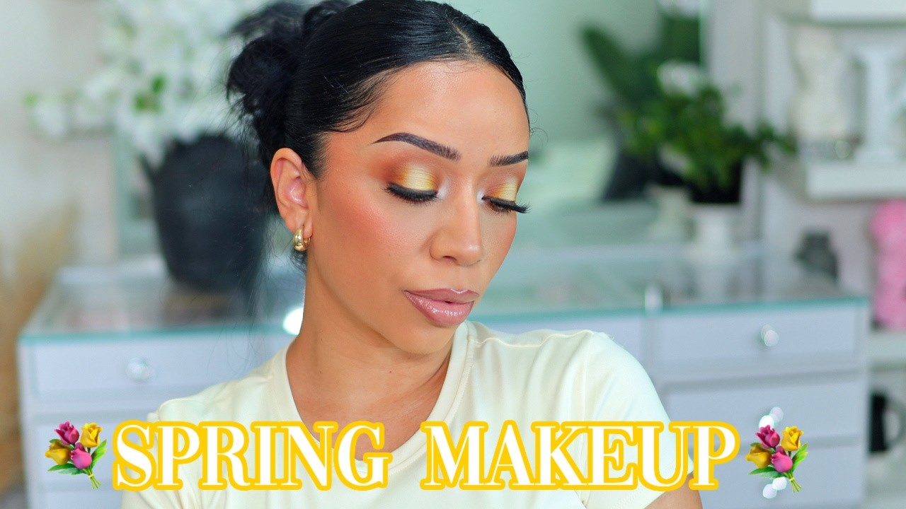 Яркие желтые тени для век + матовая кожа | Урок летнего макияжа ☀️💛