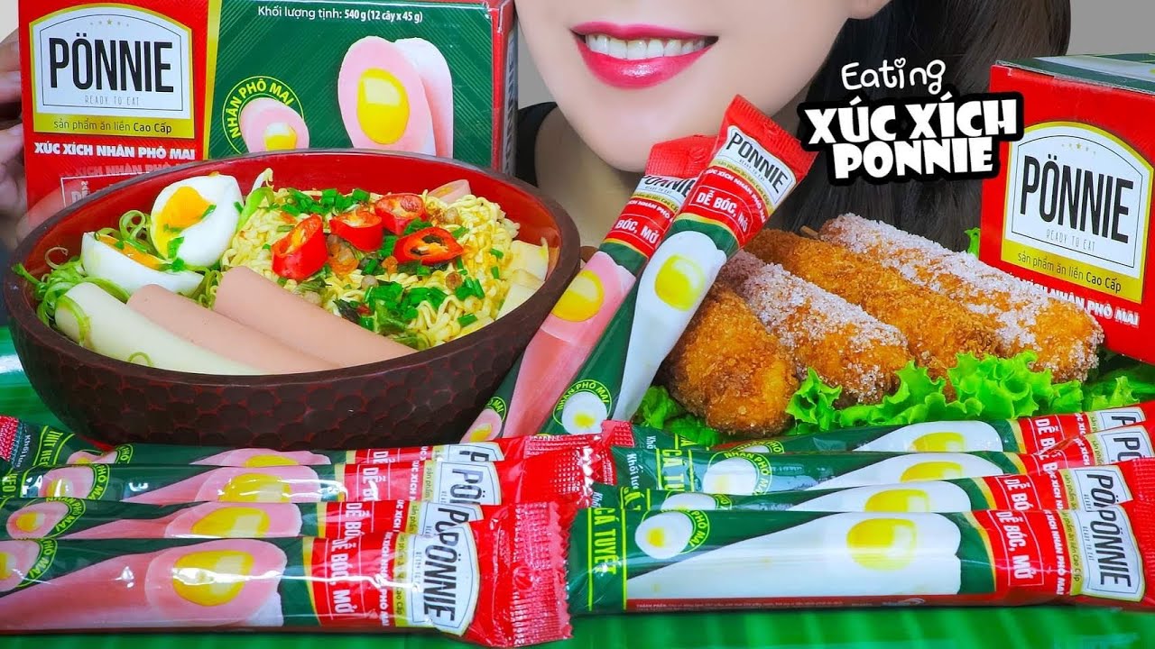 ASMR EATING PONNIE SAUSAGE  X NOODLES X CORN DOG EATING SOUNDS | LINH-ASMR