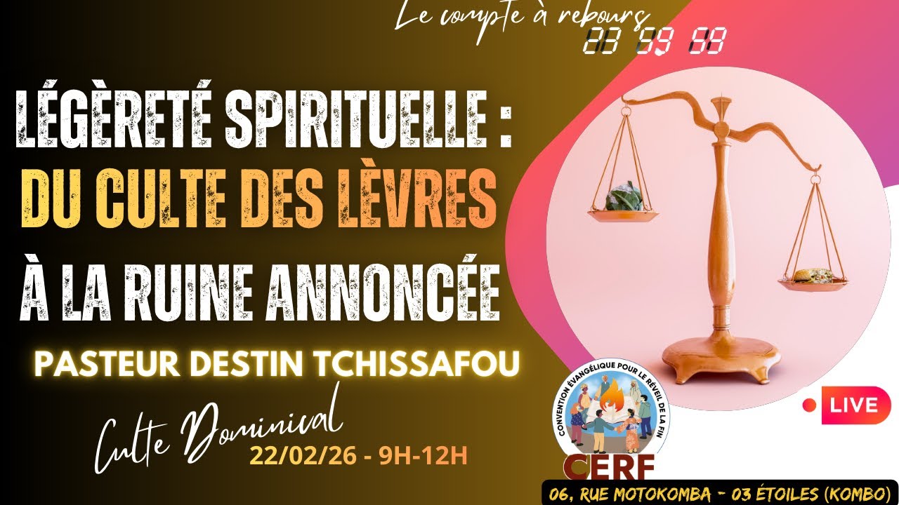 Légèreté spirituelle: Du culte des lèvres à la ruine annoncée _ Pasteur Destin TCHISSAFOU