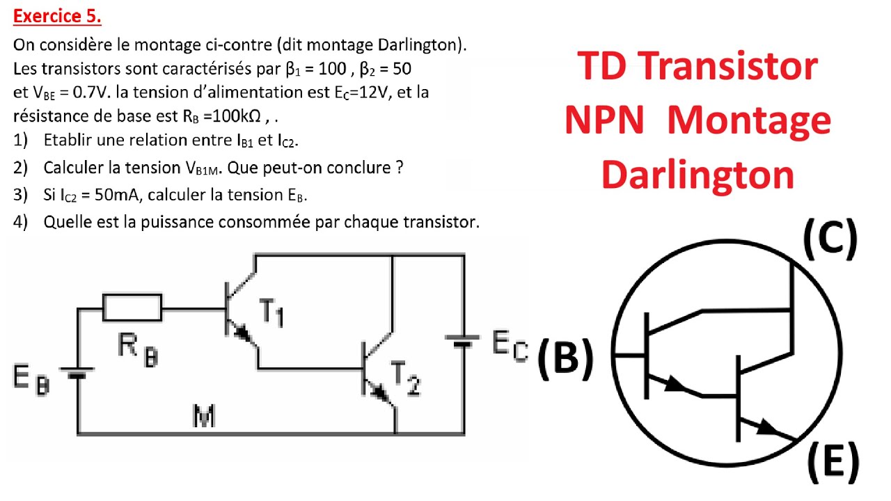 TD Transistor NPN | Montage Darlington à Deux Transistors (Amplification de Courant)
