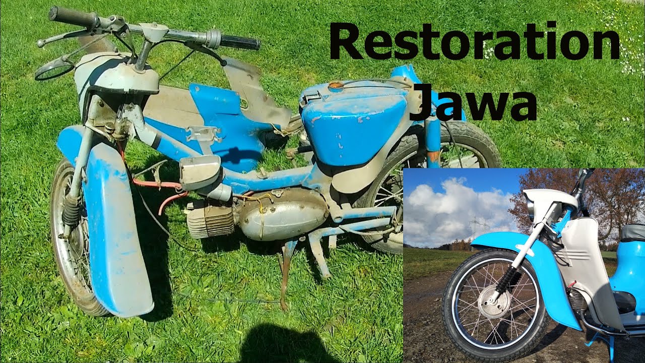 Amazing full restoration old Czechoslovakian Jawa 50 two stroke motorcycle in 15 minutes