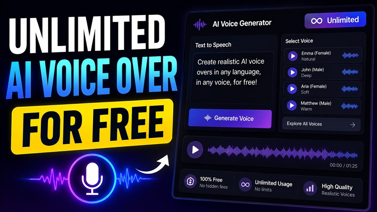 Generate Unlimited AI Voice Over for FREE (No Limits)