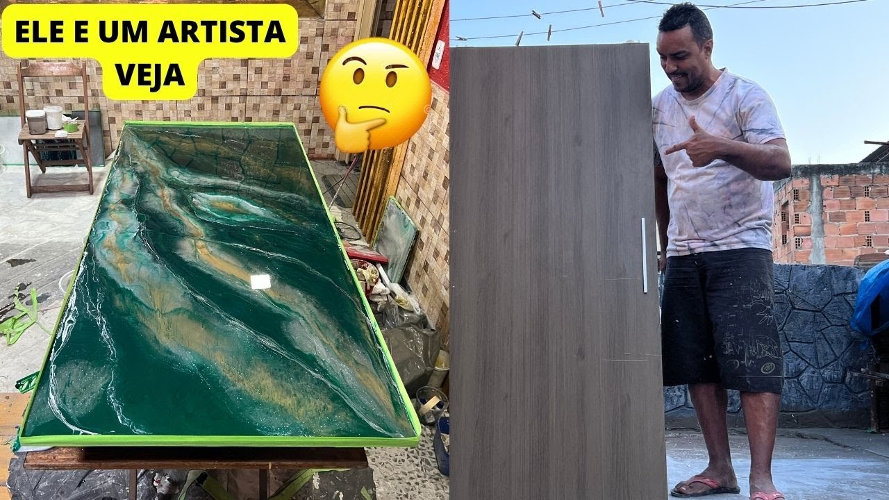GENIAL VEJA COMO ELE TRANSFORMOU UMA PORTA DE GUARDA ROUPA  NUMA LINDA PREDRA DE MARMORE INCRIVEL