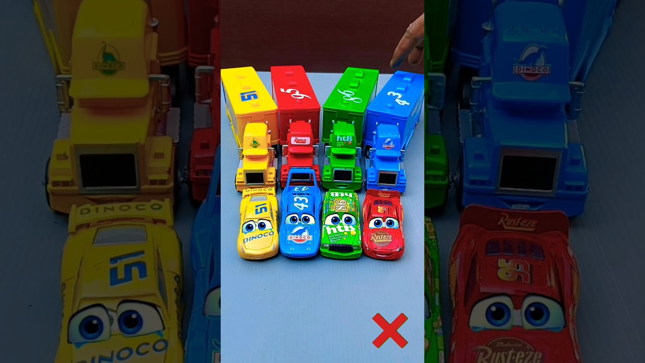 Lightning Mcqueen, Dinoco, Chick Hicks, Mcqueen Truck, Disney Pixar Cars Toys #toys #mcqueen #cars