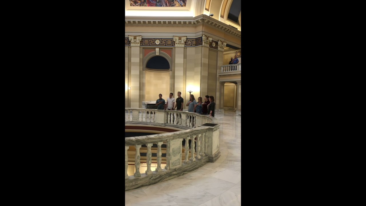 Fairhaven Baptist College Traveling Group sings the National Anthem at the Oklahoma Capitol Rotunda