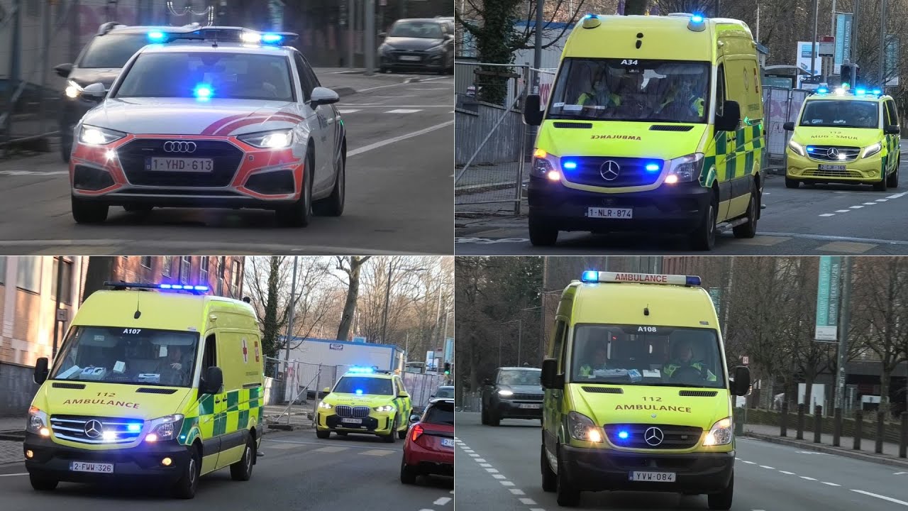 Wegpolitie, Ziekenwagens, Mugteams met spoed in Ukkel