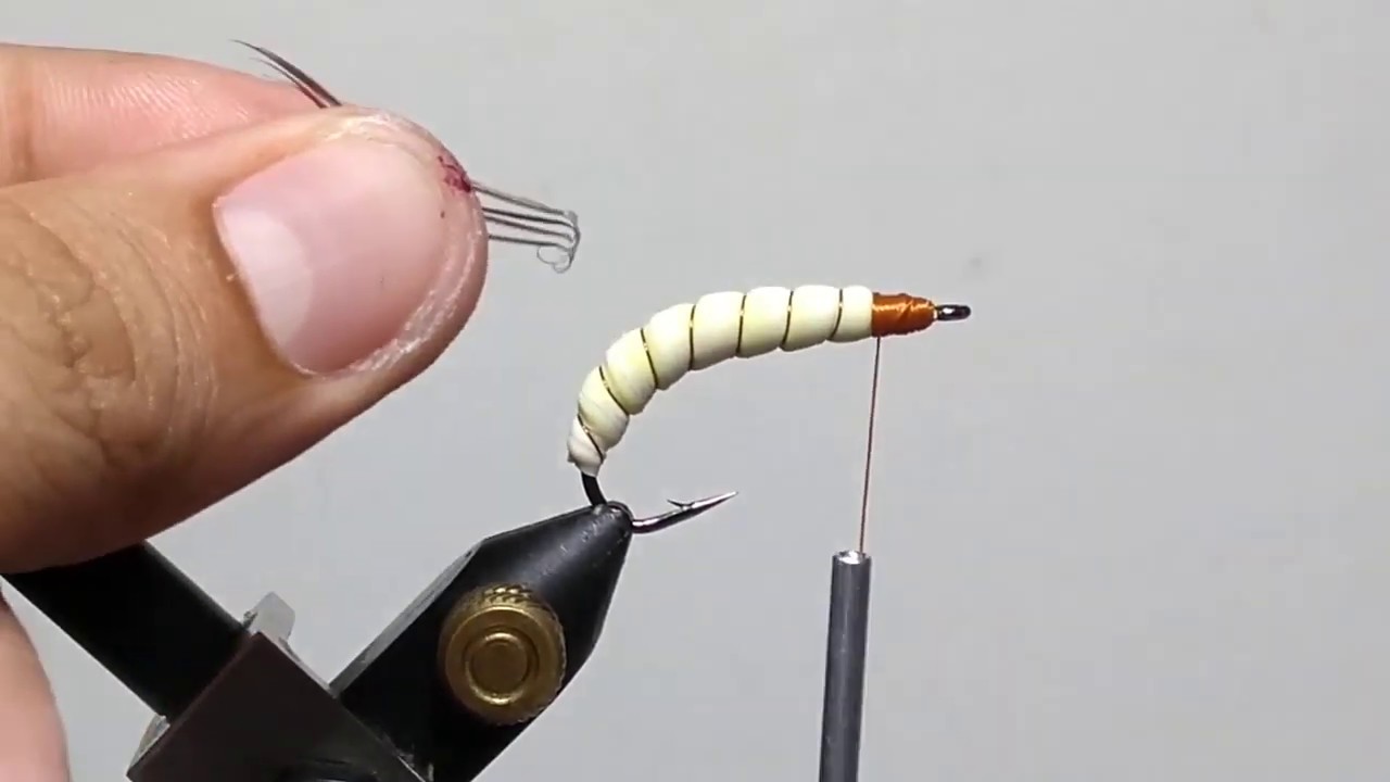 ATANDO mosca larva de tenébrio para pesca com mosca ou fly caipira- PESCART FLY FISHING fly TYING