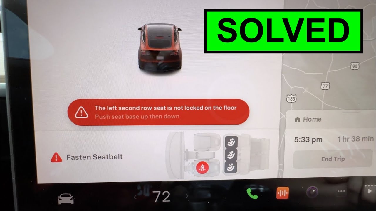 TESLA MODEL Y - SECOND ROW SEAT IS NOT LOCKED ON THE FLOOR - BACK SEAT WILL NOT LATCH DOWN