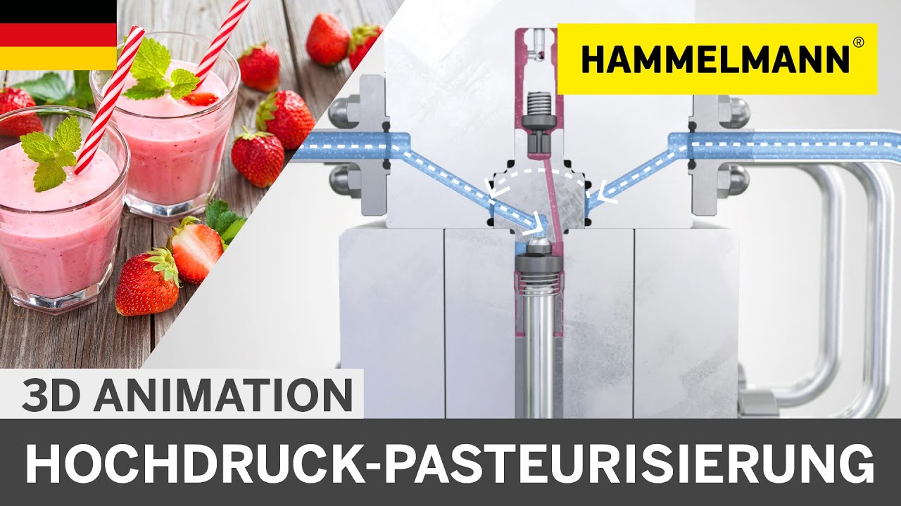 Hochdruck-Pasteurisierung bei 4000 bar / 3D Animation