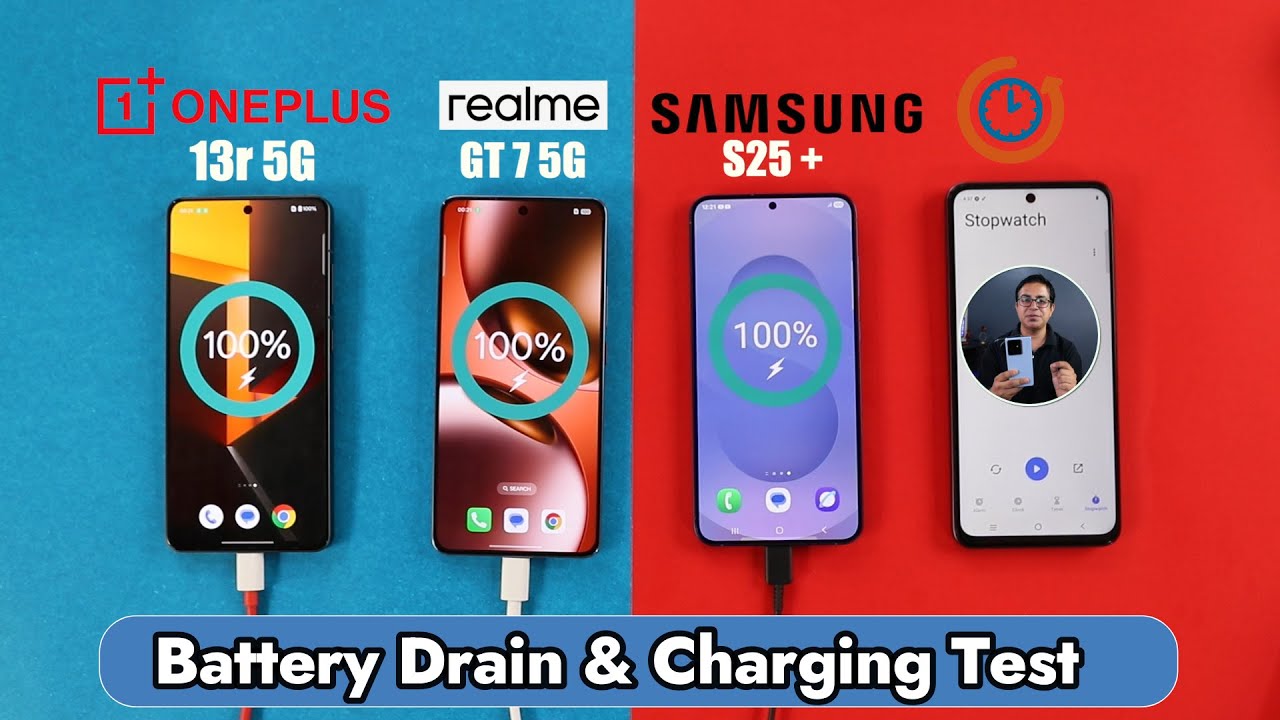 Realme GT 7 Battery Drain & Charging Test (7000 mAh)Vs OnePlus 13r/Samsung S25+
