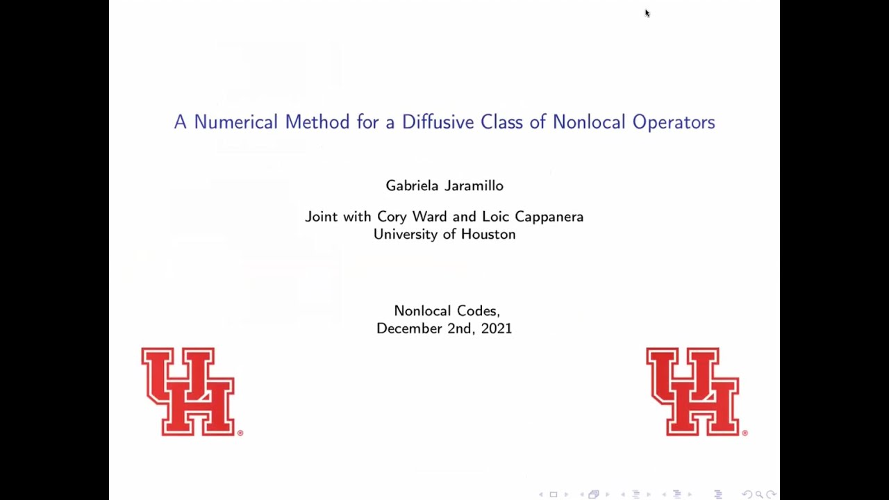 Numerical Methods for a Diffusive Class of Nonlocal Operators. Dr. Gabriela Jaramillo