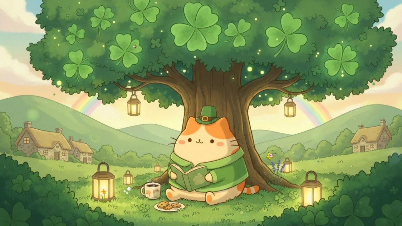 Studying with Mochi on St. Patrick’s Day 🍀🌈  Relaxing Lofi Beats for Homework & Chill 🎧