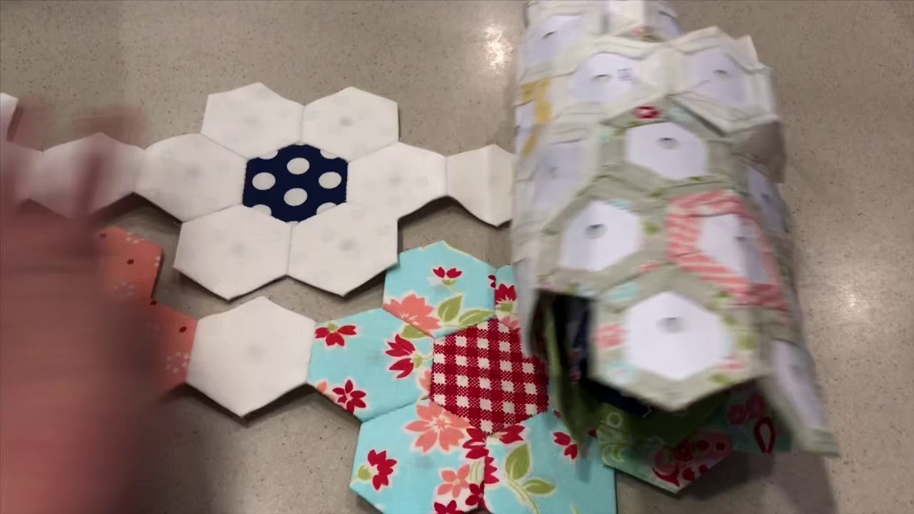 Sewing My Hexie Flower Quilt Together (video 3 of 3)