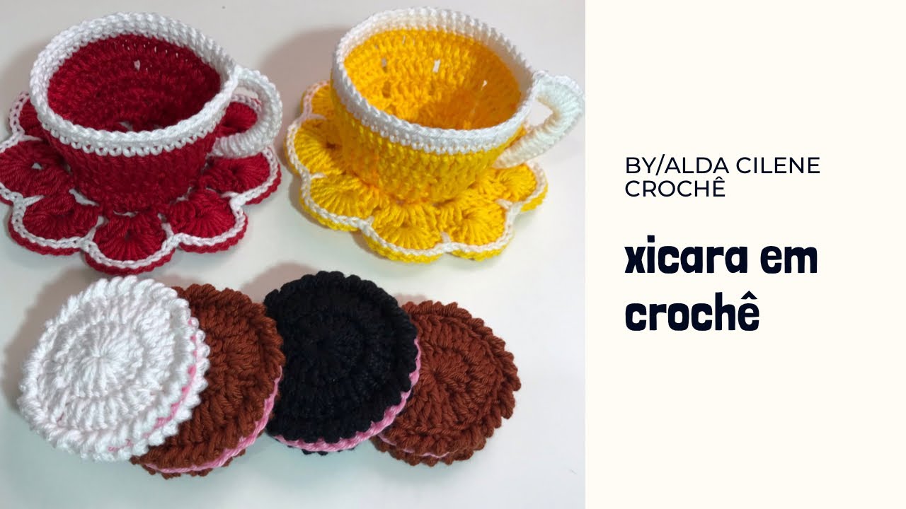 xícara em crochê rápida e fácil