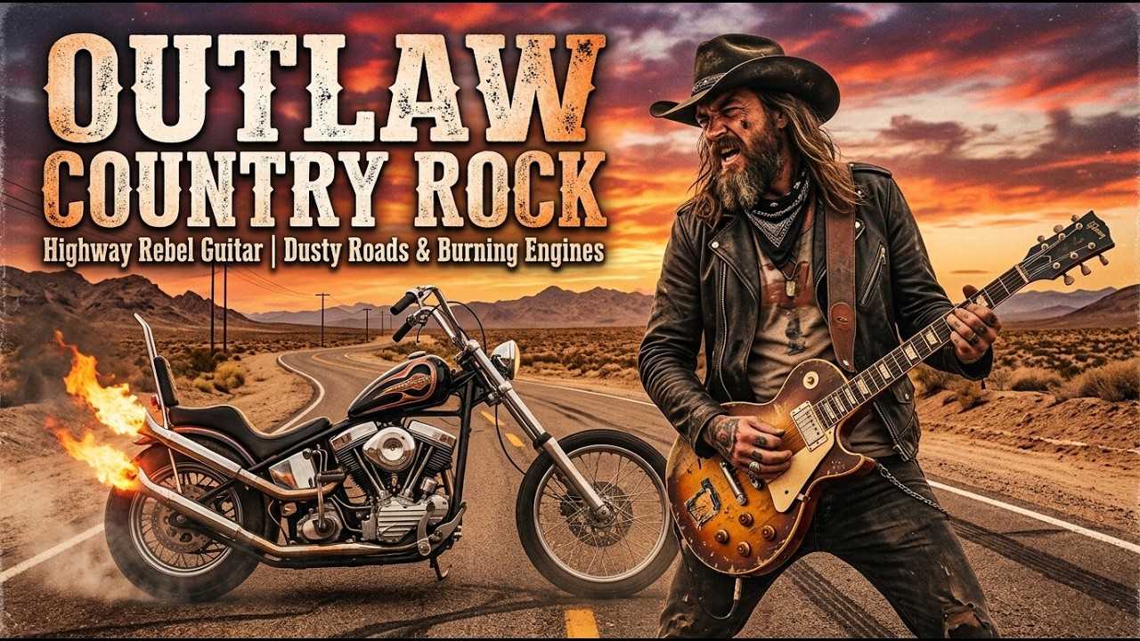 Outlaw Country Rock 🔥 Highway Rebel Guitar 🎸 Dusty Roads and Burning Engines
