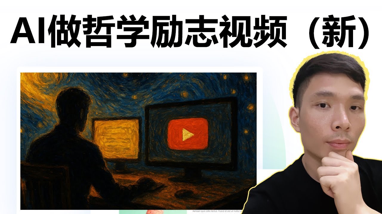 最简单的YouTube副业AI做视频赚美金：用 AI 做英文哲学油画风励志频道，不露脸、不上镜
