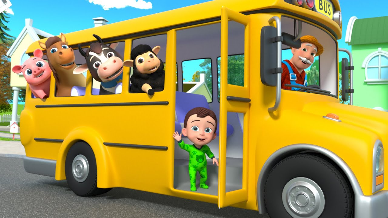 The Wheels on The Bus Song (Animal Version) - Lalafun Baby songs - Nursery Rhymes & Kids Songs