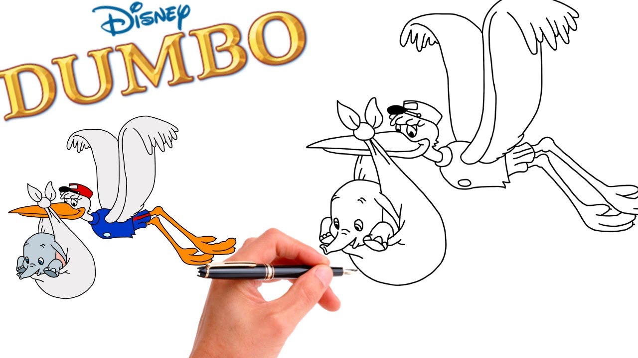 How To Draw MR. STORK // FROM DUMBO // Step-By-Step