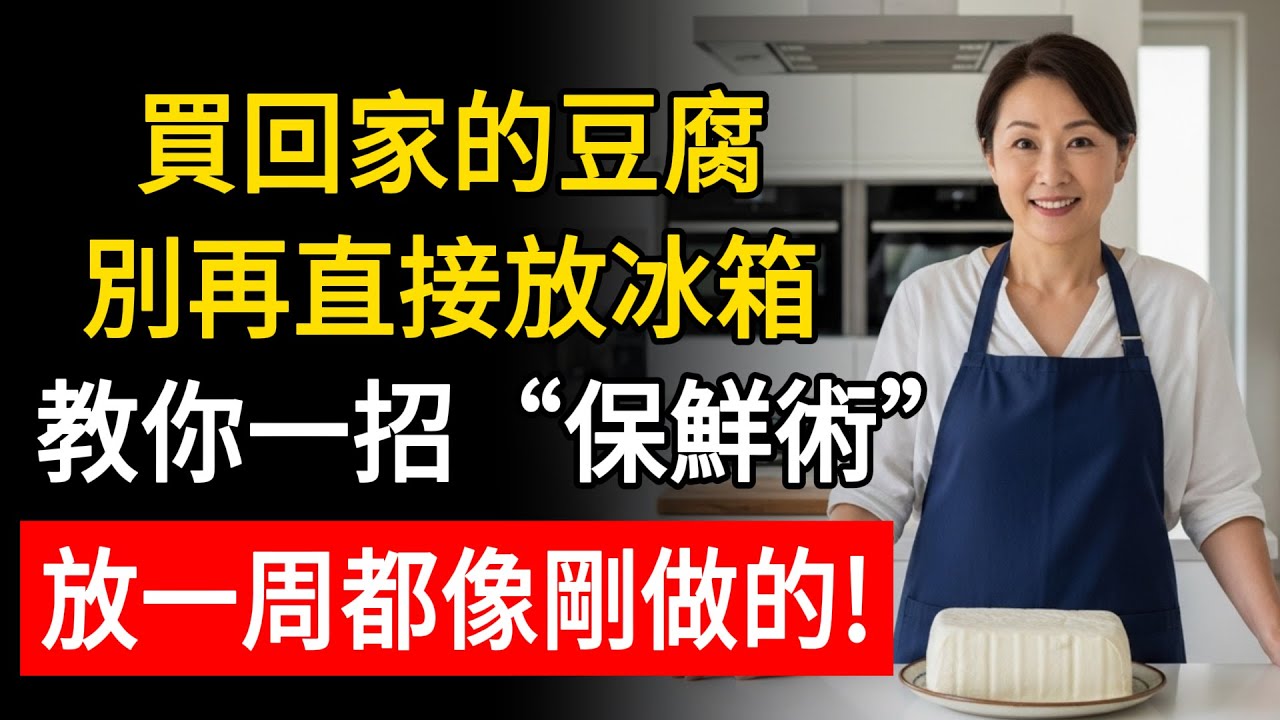 買回家的“板豆腐”，放冰箱隔天就發酸？豆腐攤老闆教我1招：多加這“1樣東西”泡水，放一周都像剛做的一樣嫩！#食安 #健康 #中老年生活 #養生 #豆腐