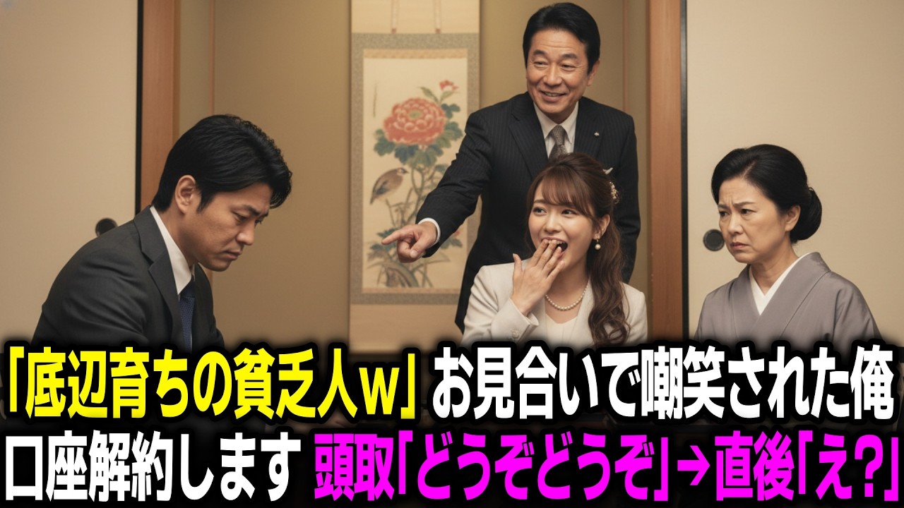 「底辺で施設育ちw」お見合いで嘲笑された俺「口座解約します」→数日後、銀行が大混乱!?