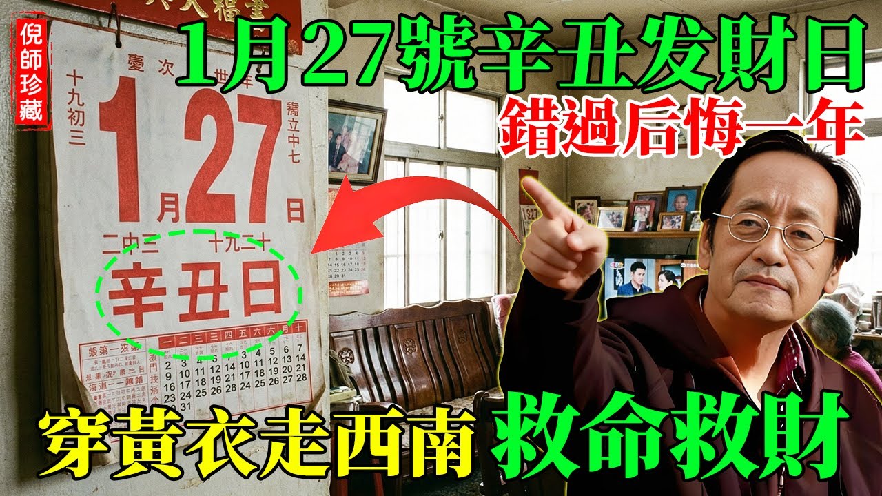 倪海廈：1月27日臘月初九，這3個生肖「躺著都發財」！其他人別急，出門穿件「黃衣服」，往西南走百步，財運比他們還旺！#倪海廈 #辛醜日 #臘月初九 #穿衣改運 #招財風水 #居家風水 #五行穿衣