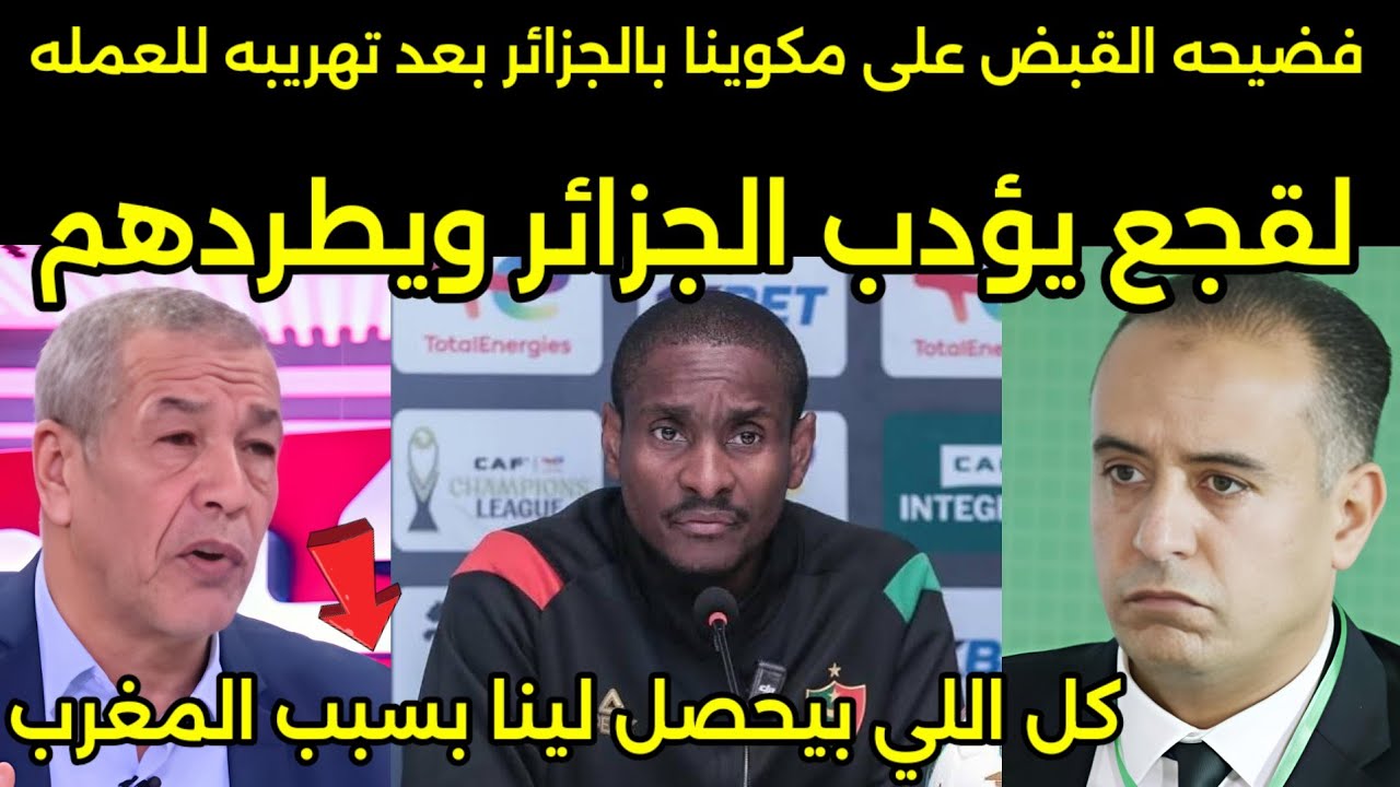 بالفيديو فضيحه مكوينه مدرب مولوديه الجزائر يهرب العمله ويتم القبض عليه وضربه في المطار والمغرب السبب