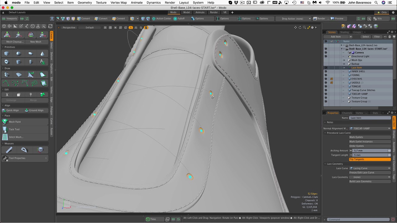 Modo Footwear Design - Lesson 4: 9. Lacing