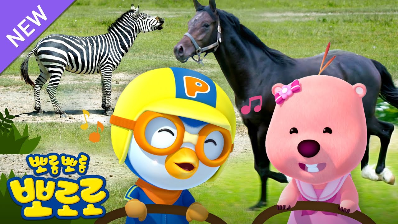 [4K] 다그닥 다그닥 멋쟁이 말!🐎🦓🐴 | 뽀로로와 동물친구들 | 뽀로로와노래해요 | 뽀로로 동물동요