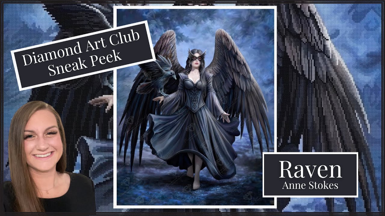 Предварительный просмотр работы «Ворон» Анны Стоукс от Diamond Art Club.