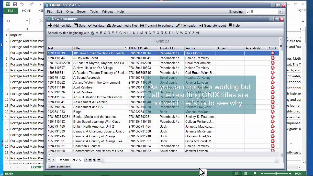 Creating an ONIX file from Excel