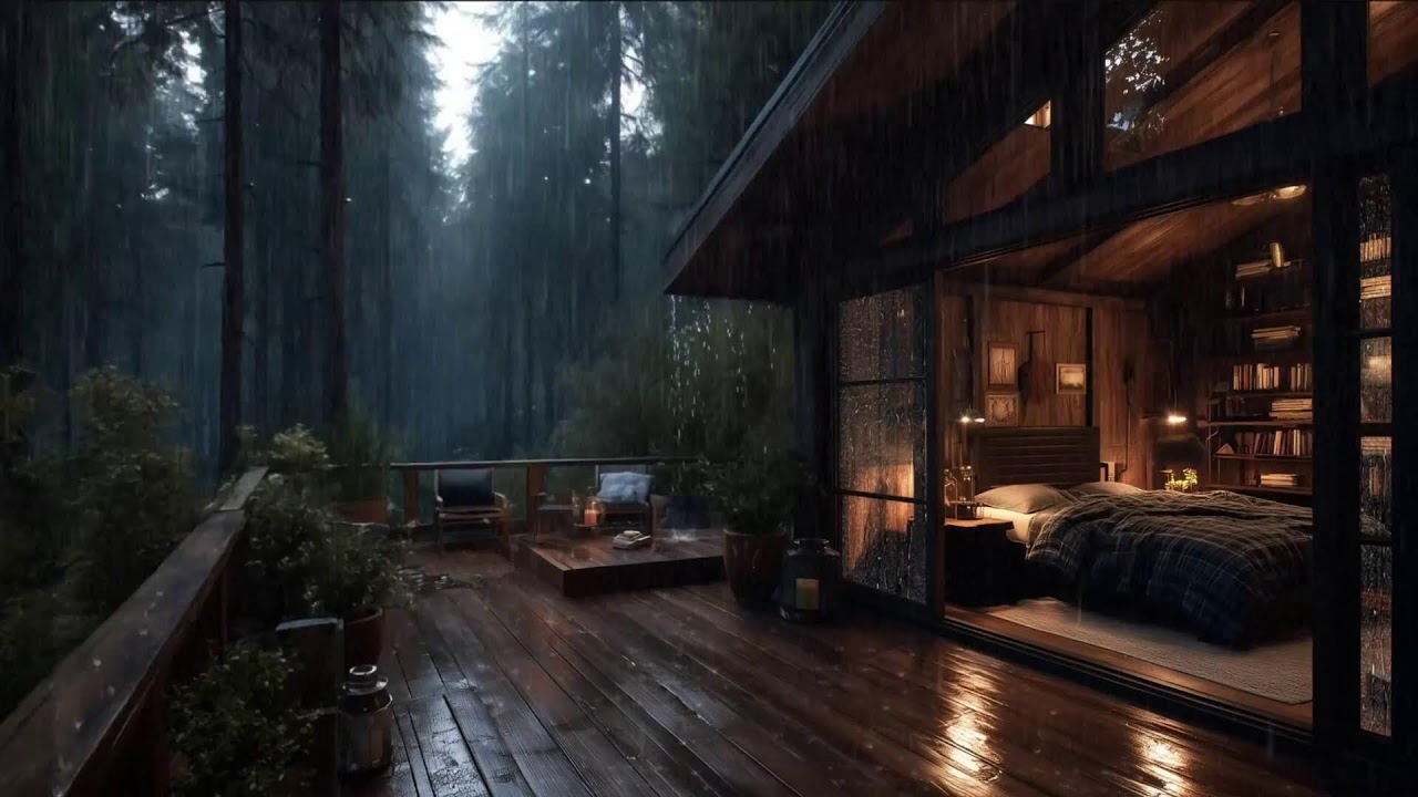 Gentle Rain on Windowpane for Relaxation 🌧 Soothing Night Rain in a Secluded Cabin Vol 2