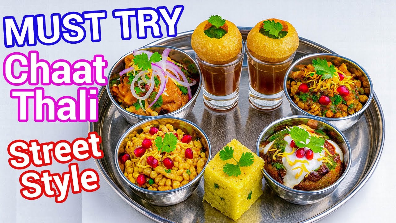 Indian Street Food Chaat Thali | Must-Try Snack Meal | Pani Puri, Dhokla, Samosa Chaat, Aloo Tikki