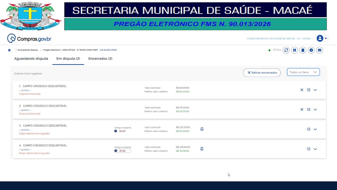PREGÃO ELETRÔNICO (SRP) FMS N.º 90013/2026 – PARTE 1