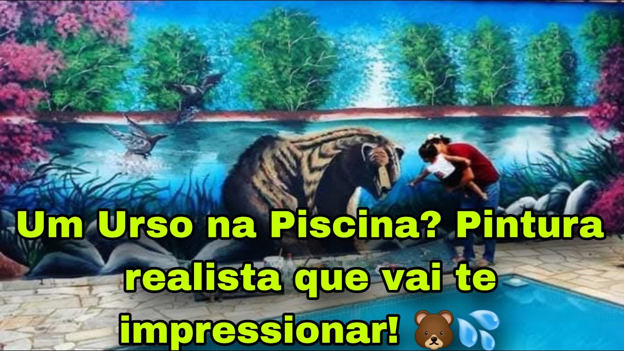 Um Urso na Piscina? Pintura realista que vai te impressionar! 🐻💦